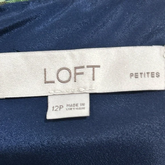 LOFT Navy Botanical Tie-Waist Midi Dress - Picture 13 of 14